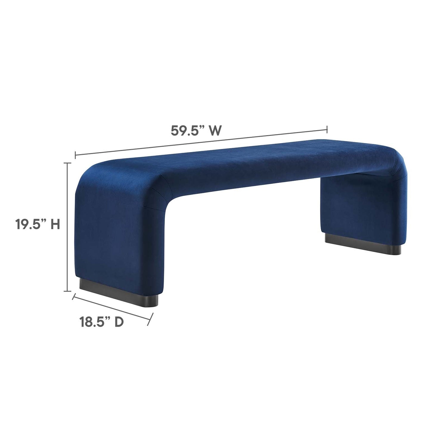 Koda Performance Velvet Waterfall Long Bench By HouseBean