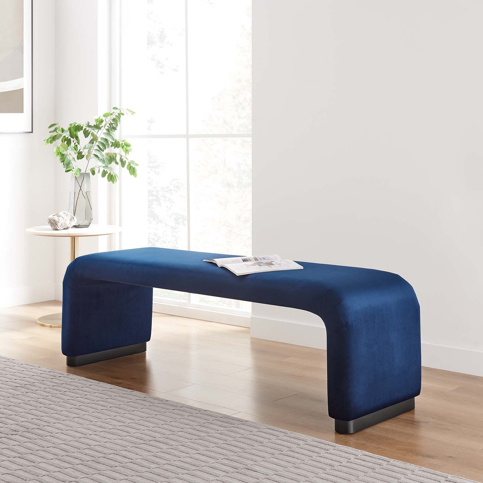 Koda Performance Velvet Waterfall Long Bench By HouseBean