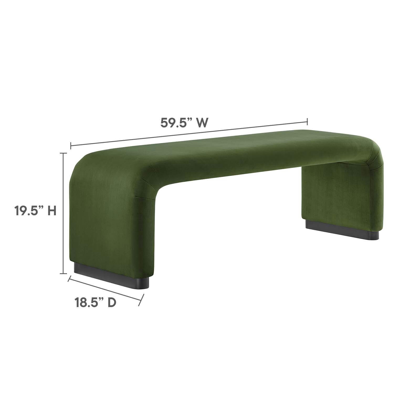 Koda Performance Velvet Waterfall Long Bench By HouseBean