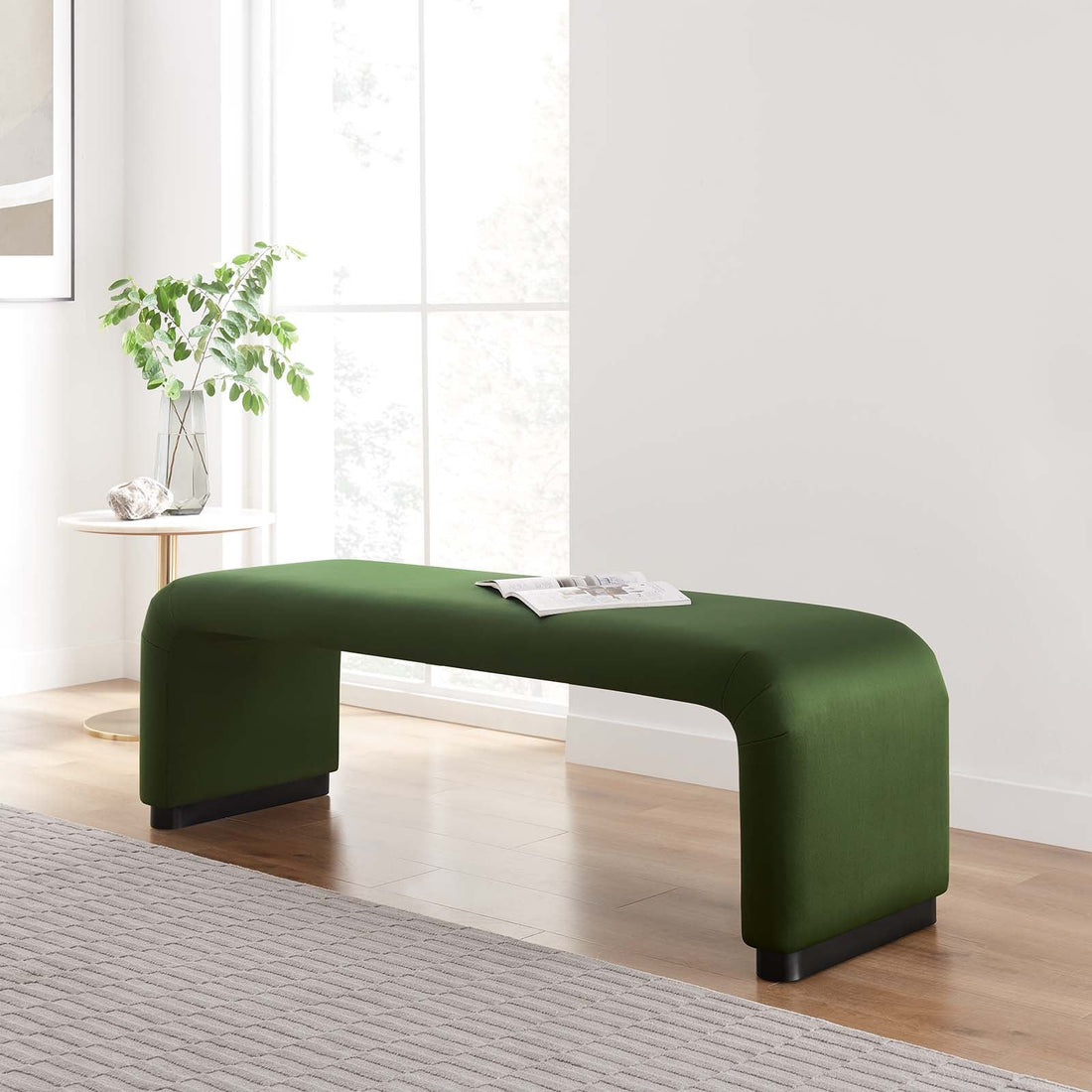 Koda Performance Velvet Waterfall Long Bench By HouseBean