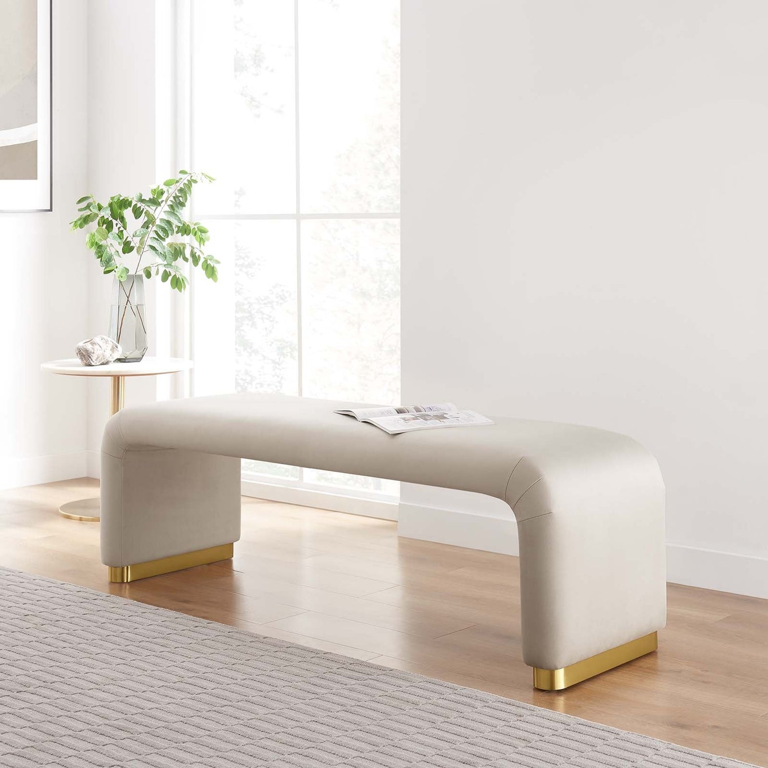 Koda Performance Velvet Waterfall Long Bench By HouseBean