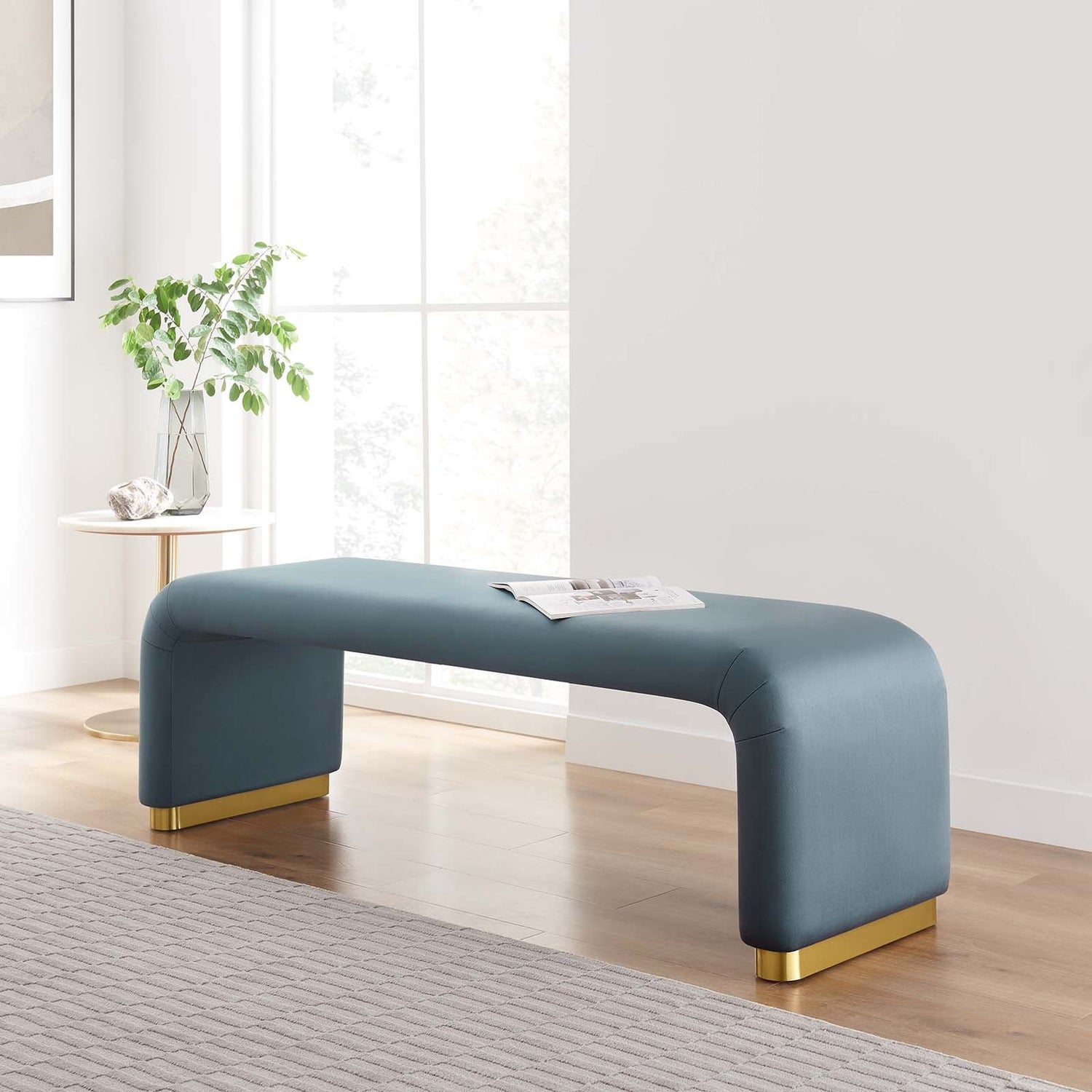 Koda Performance Velvet Waterfall Long Bench By HouseBean