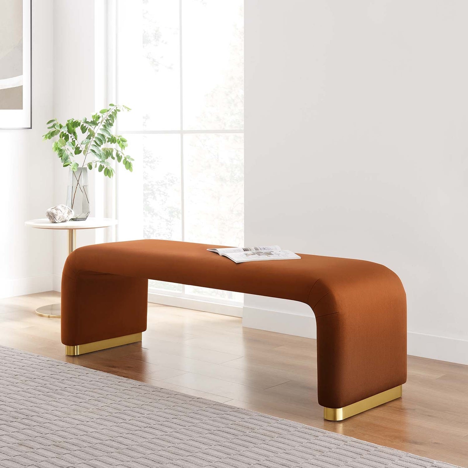 Koda Performance Velvet Waterfall Long Bench By HouseBean