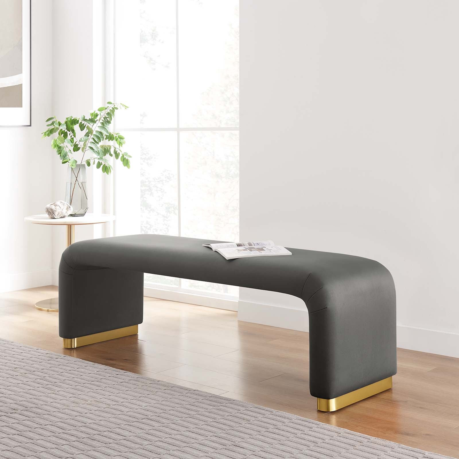 Koda Performance Velvet Waterfall Long Bench By HouseBean