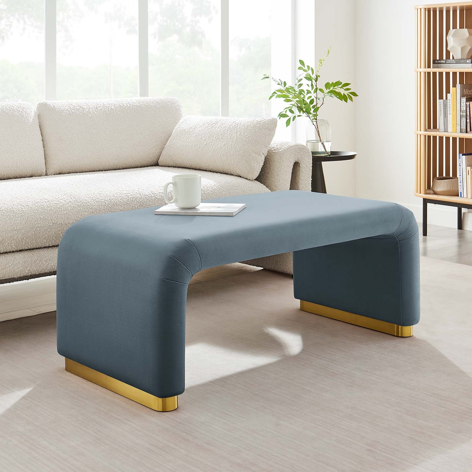 Koda Performance Velvet Waterfall Ottoman By HouseBean