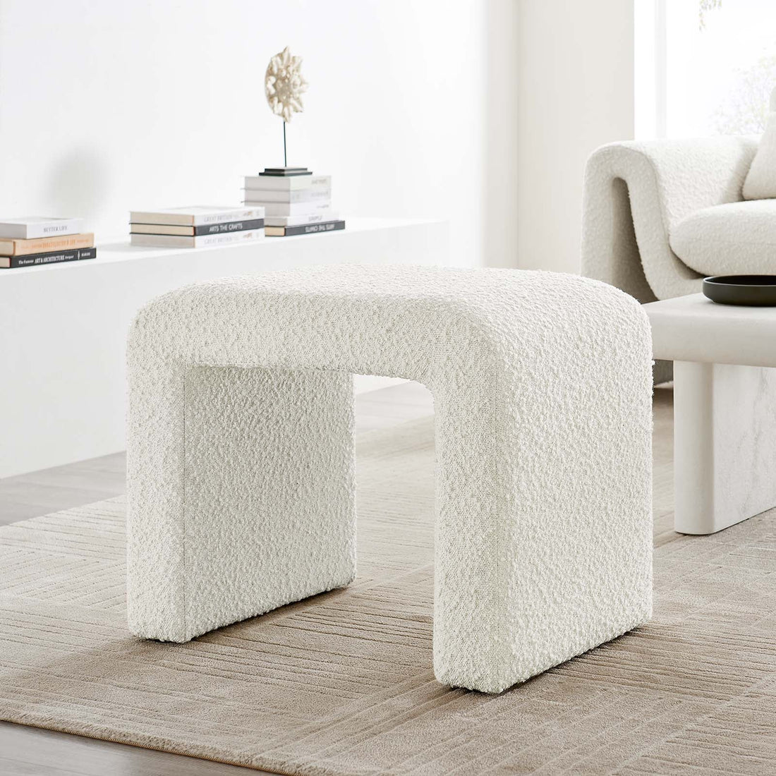 Simba Boucle Fabric Waterfall Stool By HouseBean