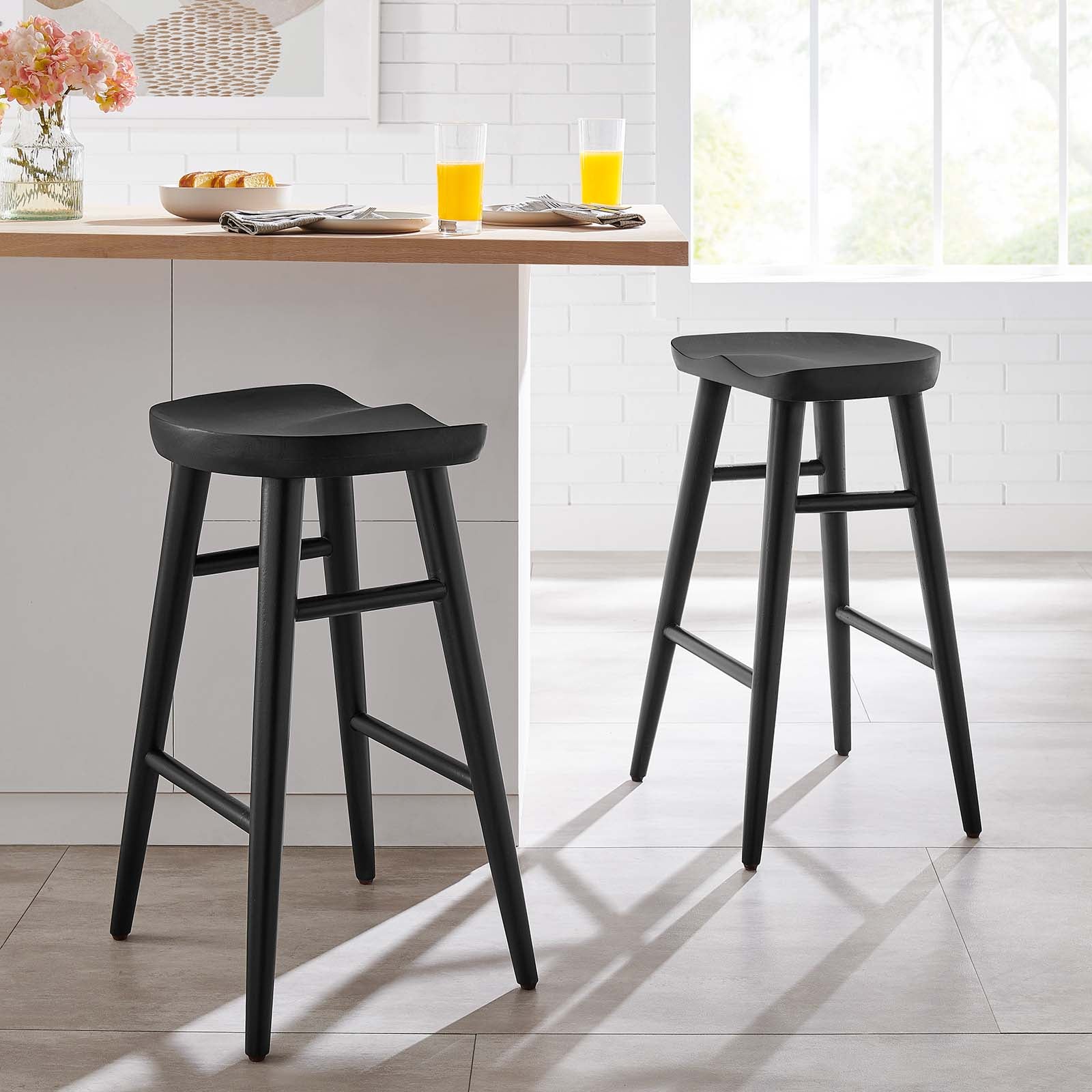 Saville Backless Wood Counter Stools - Set of 2 By HouseBean