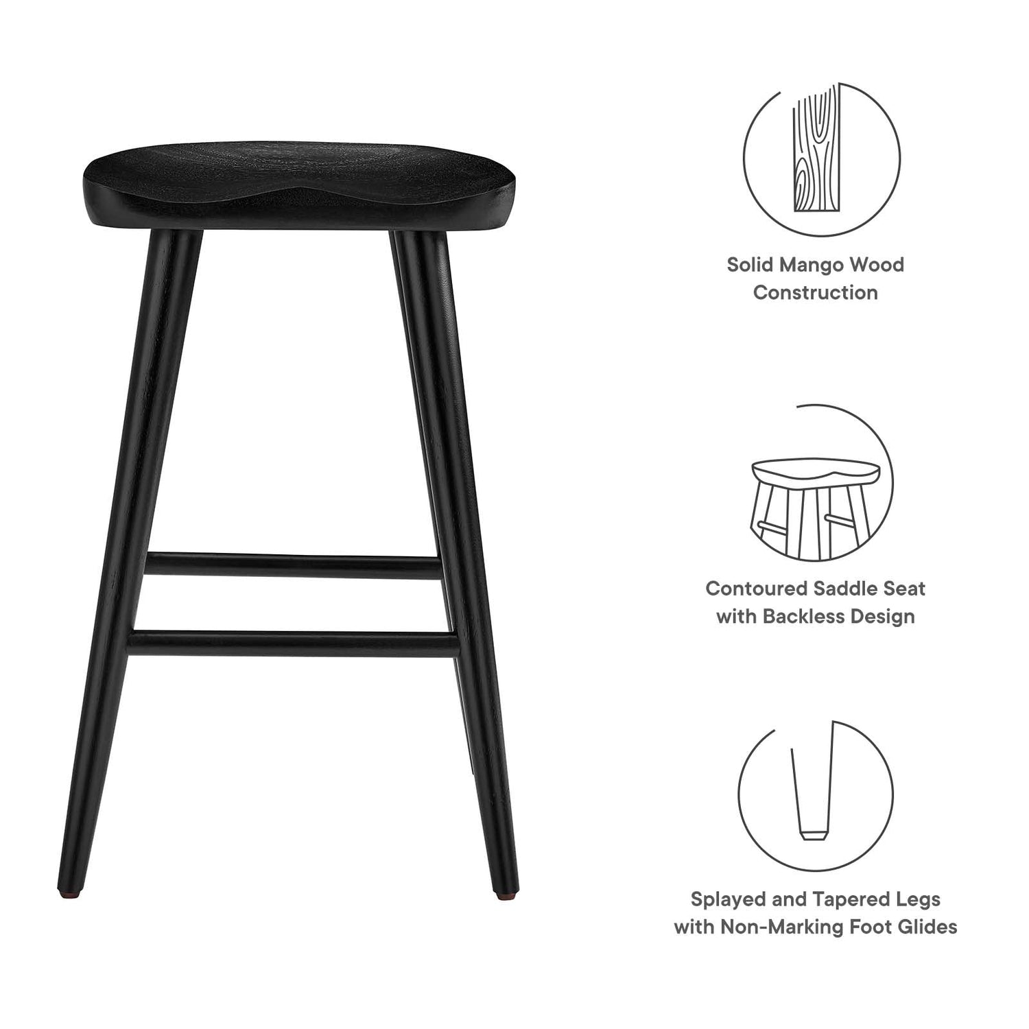 Saville Backless Wood Counter Stools - Set of 2 By HouseBean