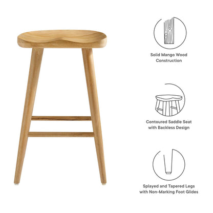 Saville Backless Wood Counter Stools - Set of 2 By HouseBean