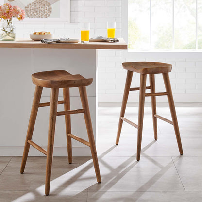 Saville Backless Wood Counter Stools - Set of 2 By HouseBean