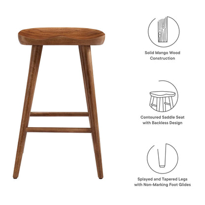 Saville Backless Wood Counter Stools - Set of 2 By HouseBean