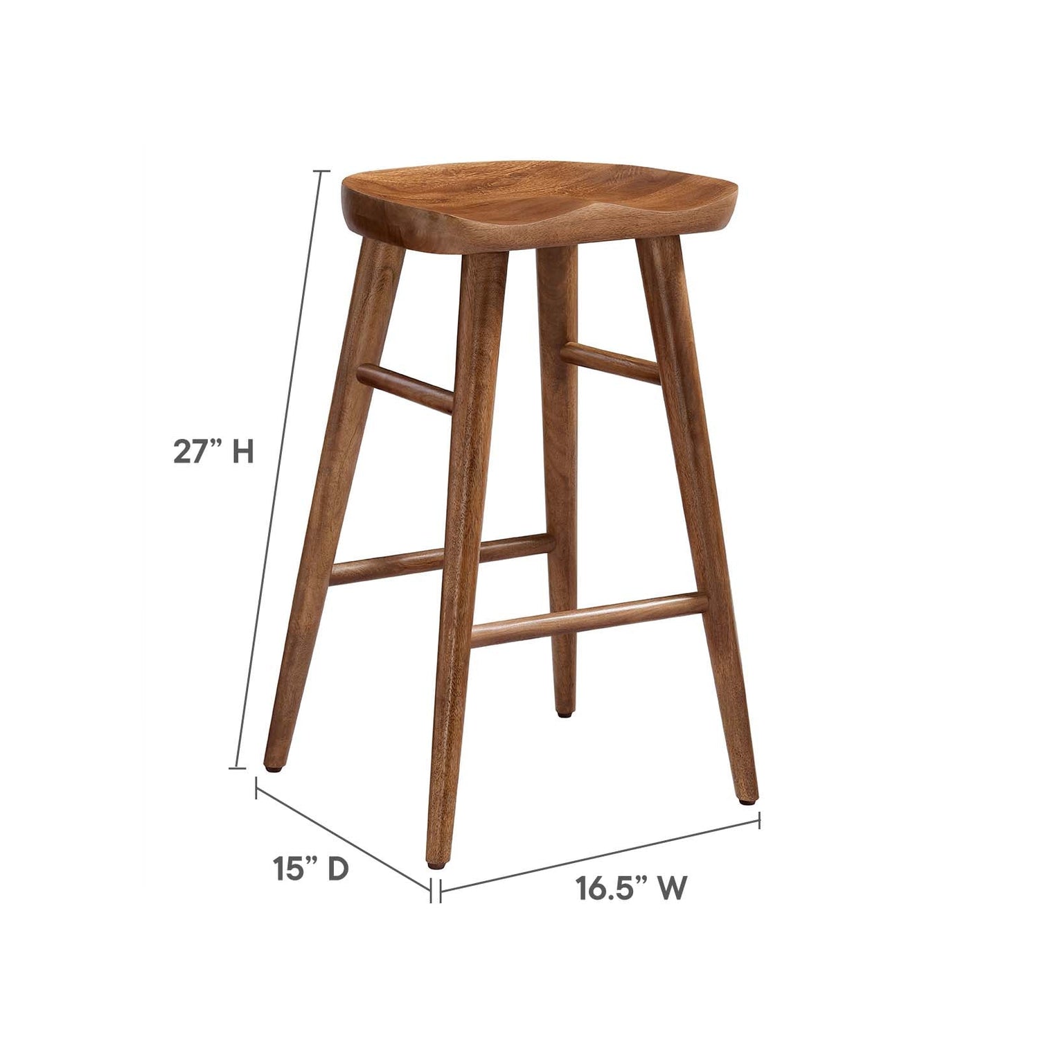 Saville Backless Wood Counter Stools - Set of 2 By HouseBean