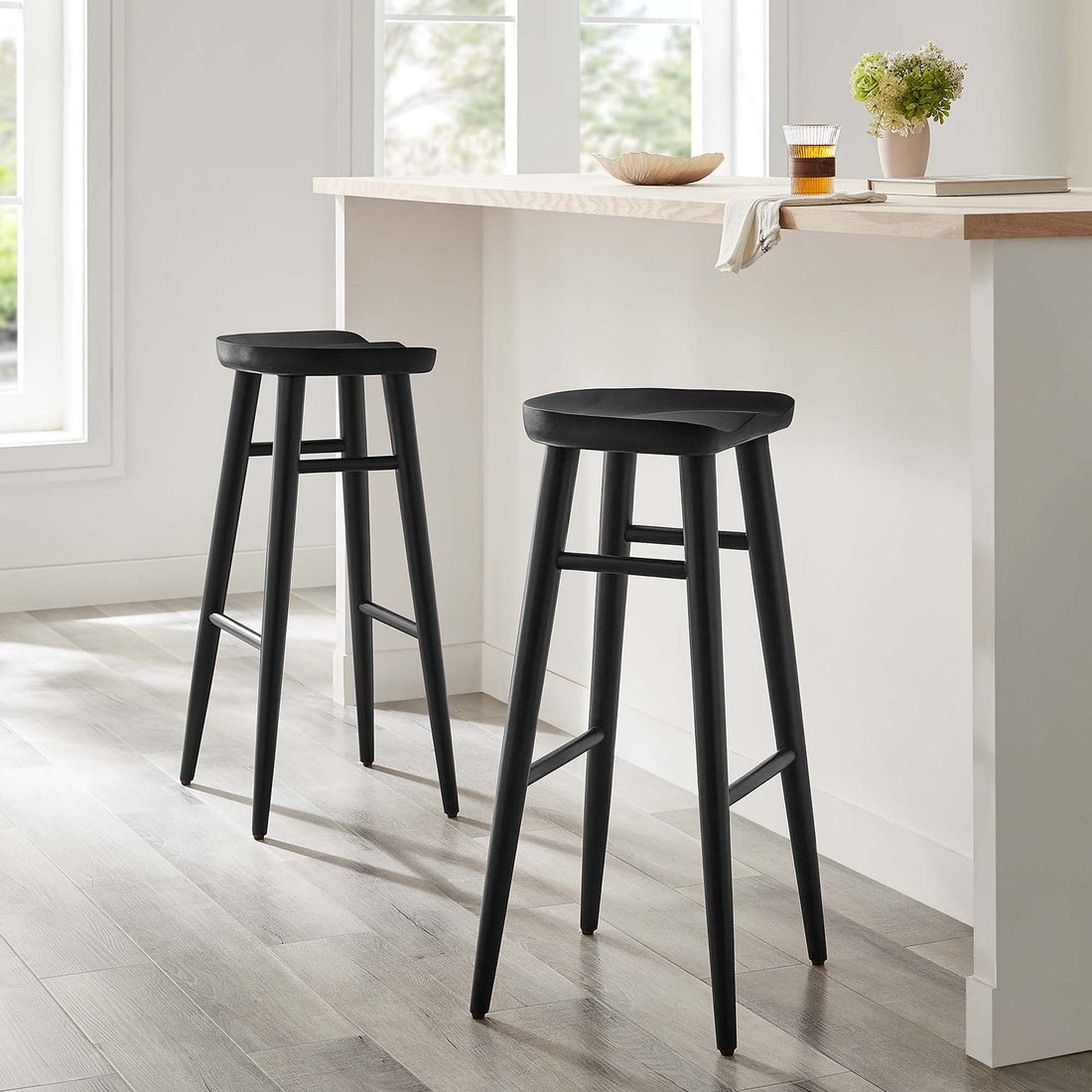 Saville Backless Wood Bar Stools - Set of 2 by Modway