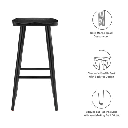 Saville Backless Wood Bar Stools - Set of 2 By HouseBean