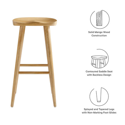 Saville Backless Wood Bar Stools - Set of 2 By HouseBean