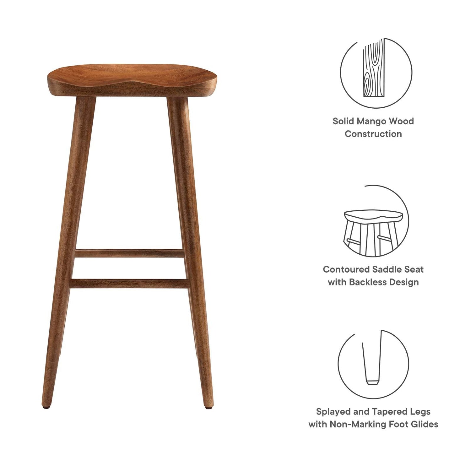 Saville Backless Wood Bar Stools - Set of 2 By HouseBean