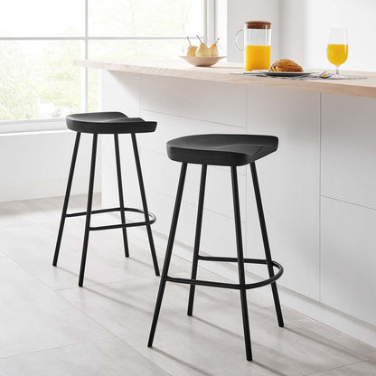 Concord Backless Wood Counter Stools - Set of 2 By HouseBean