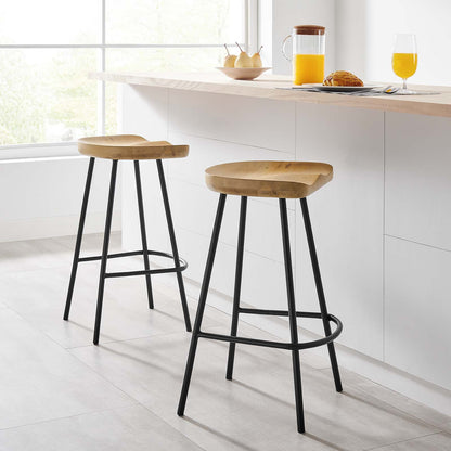 Concord Backless Wood Counter Stools - Set of 2 By HouseBean