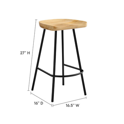 Concord Backless Wood Counter Stools - Set of 2 By HouseBean