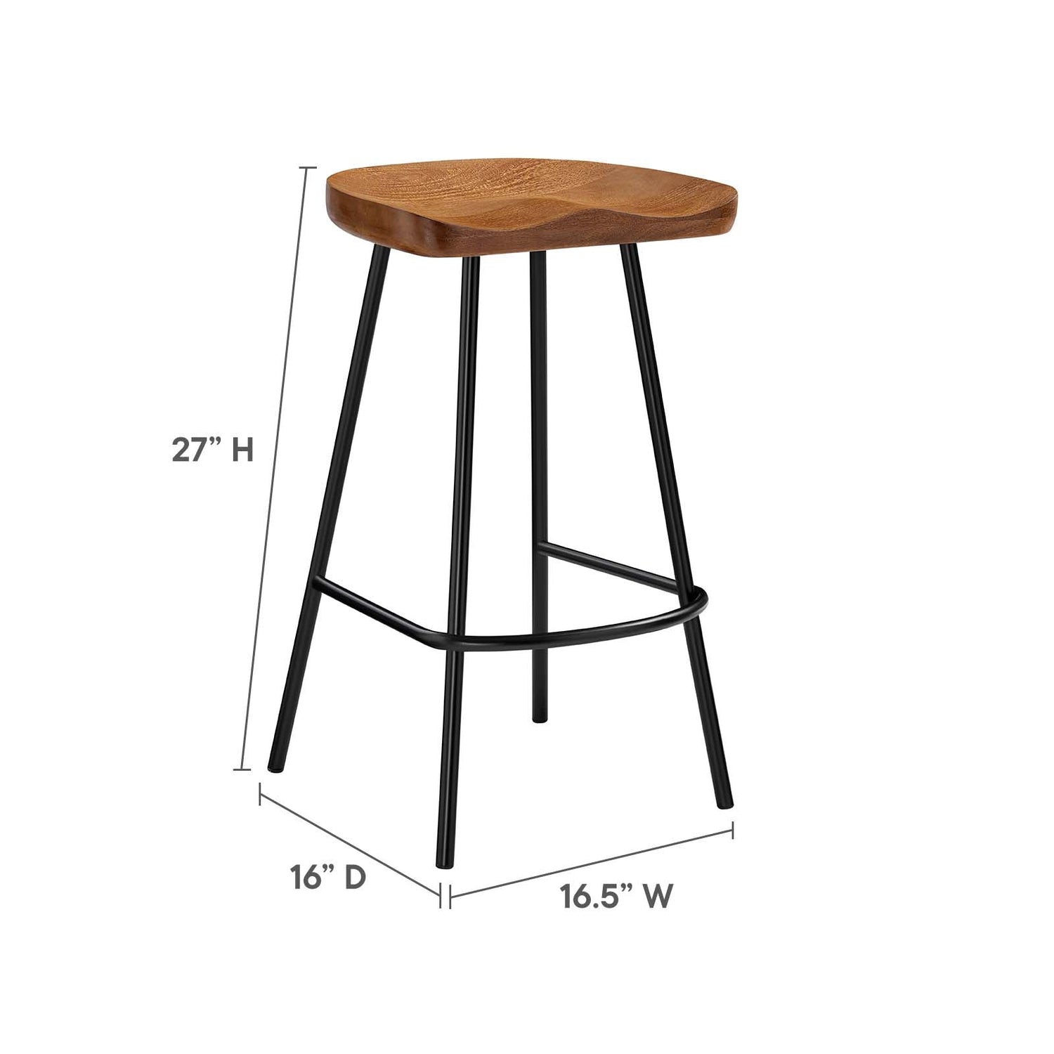 Concord Backless Wood Counter Stools - Set of 2 By HouseBean