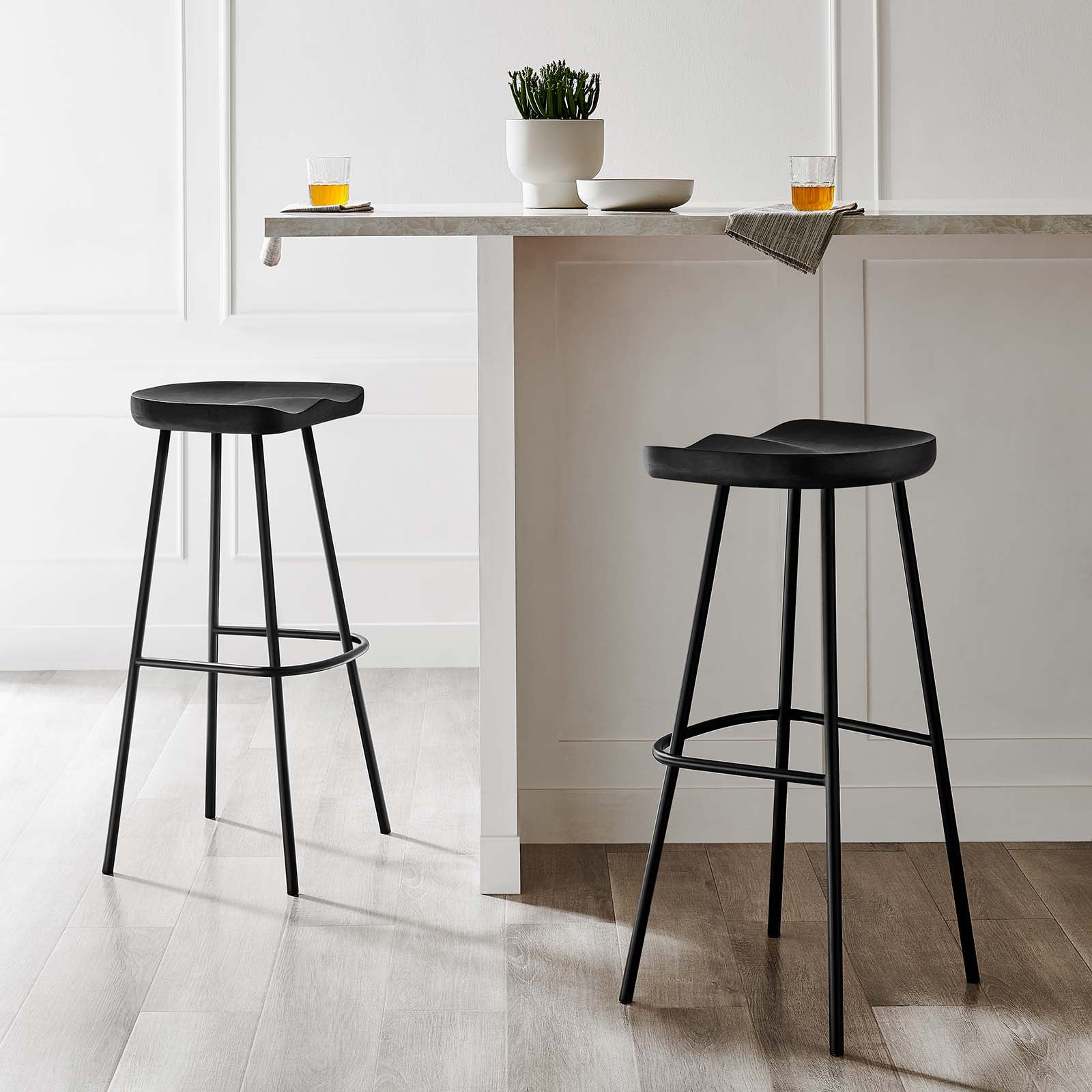 Concord Backless Wood Bar Stools - Set of 2 By HouseBean