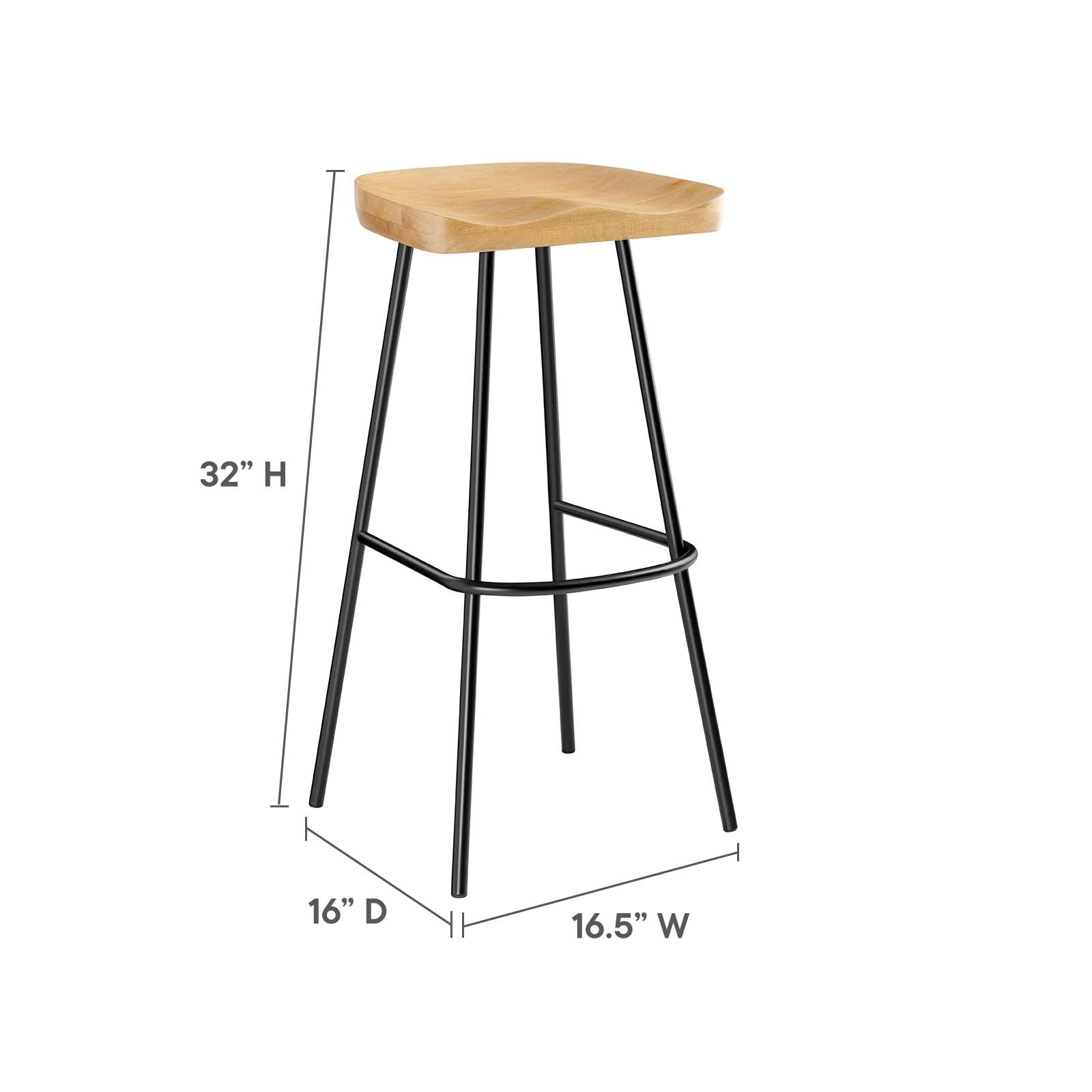 Concord Backless Wood Bar Stools - Set of 2 By HouseBean