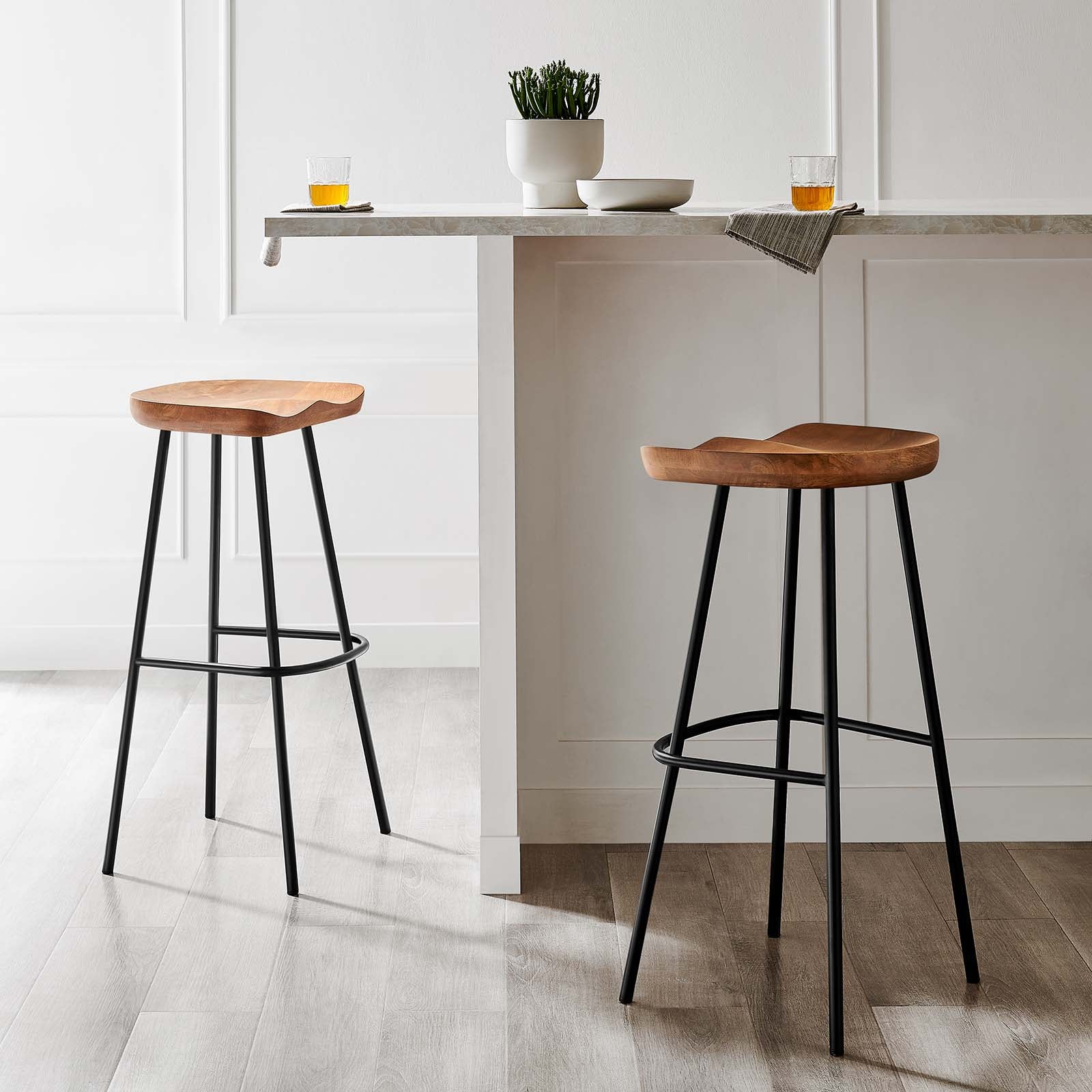 Concord Backless Wood Bar Stools - Set of 2 By HouseBean