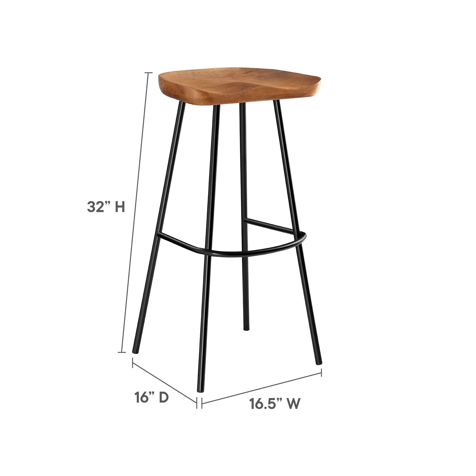 Concord Backless Wood Bar Stools - Set of 2 By HouseBean