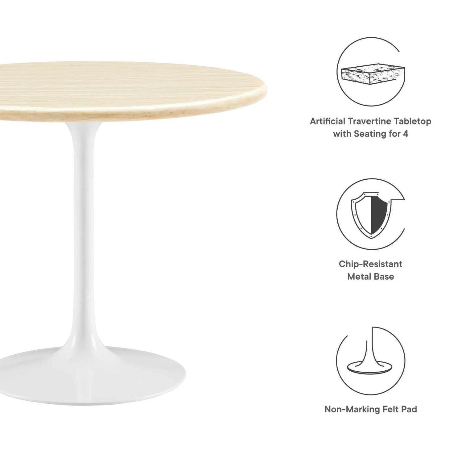 Lippa 36‚Äö√Ñ√π Round Artificial Travertine  Dining Table By HouseBean