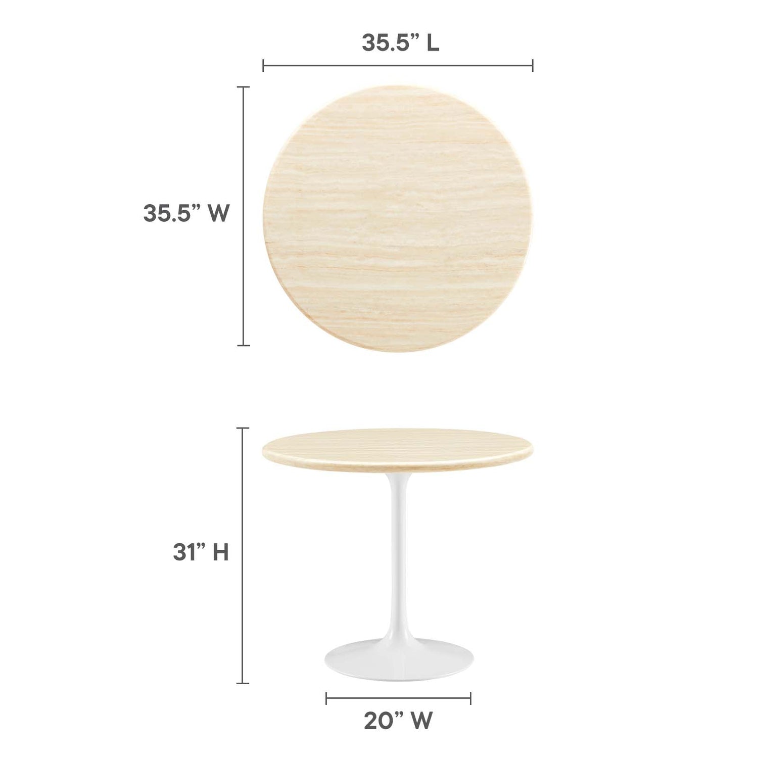 Lippa 36‚Äö√Ñ√π Round Artificial Travertine  Dining Table By HouseBean