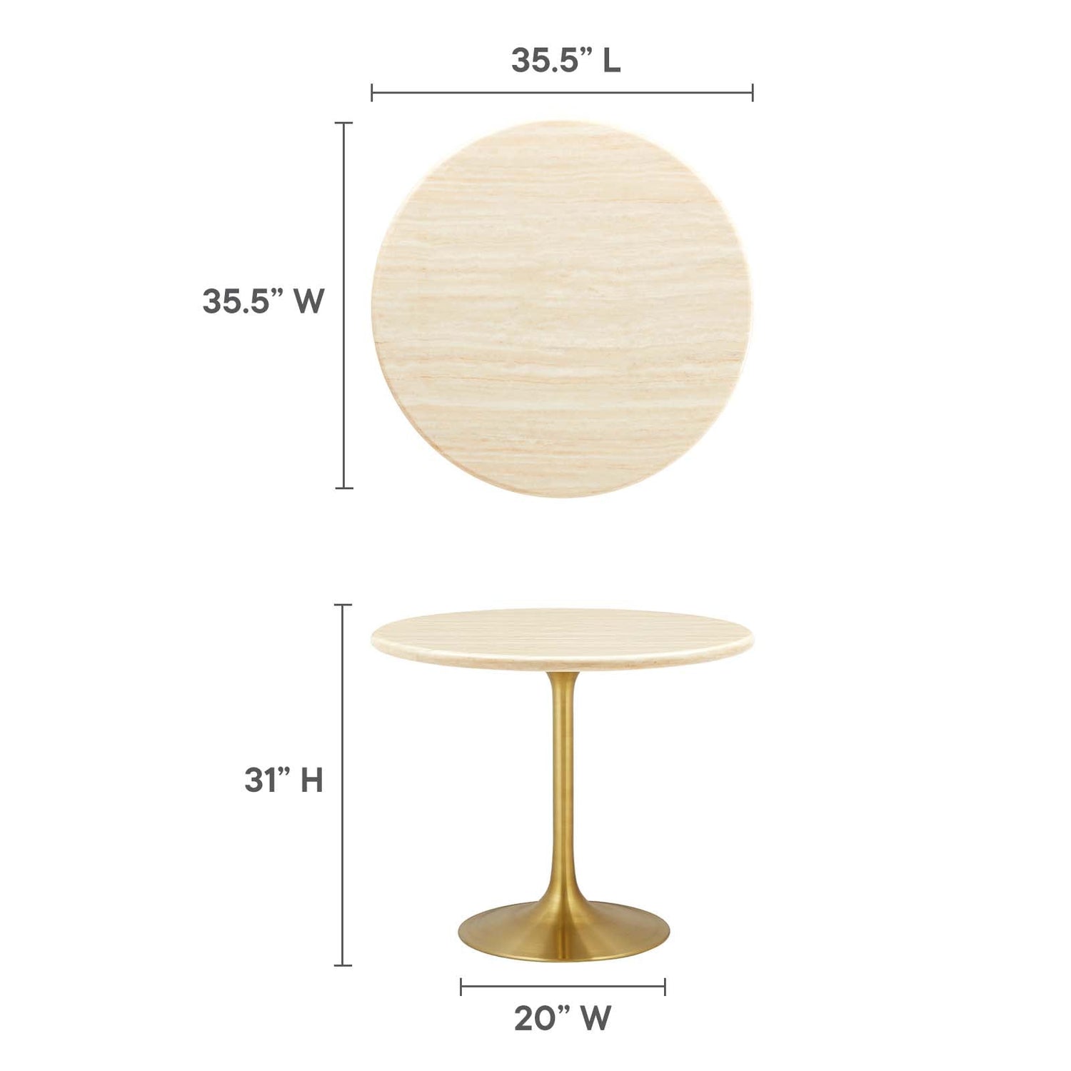 Lippa 36‚Äö√Ñ√π Round Artificial Travertine  Dining Table By HouseBean