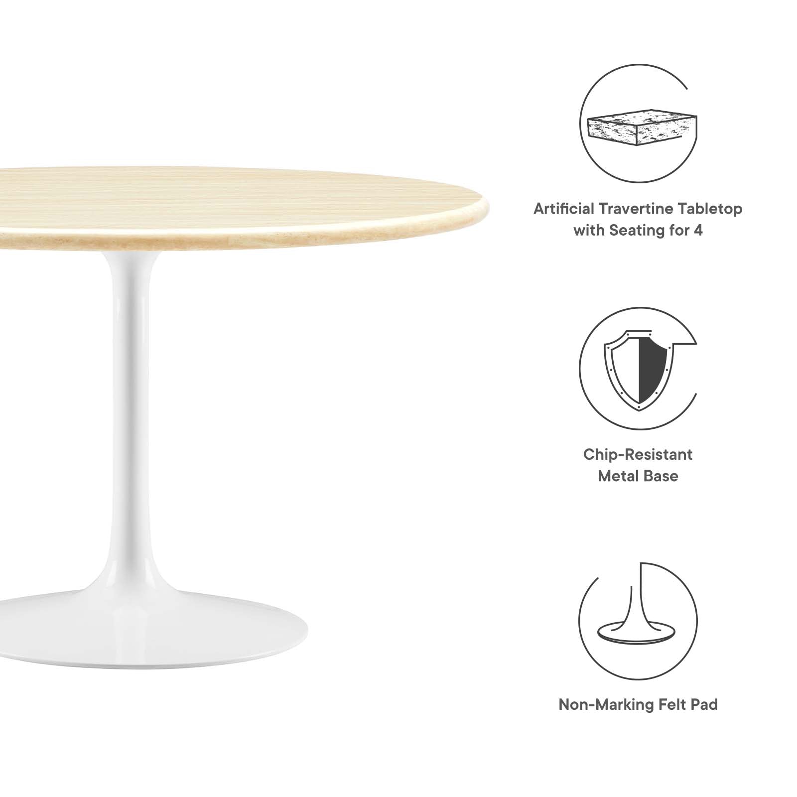 Lippa 48&quot; Round Artificial Travertine  Dining Table By HouseBean