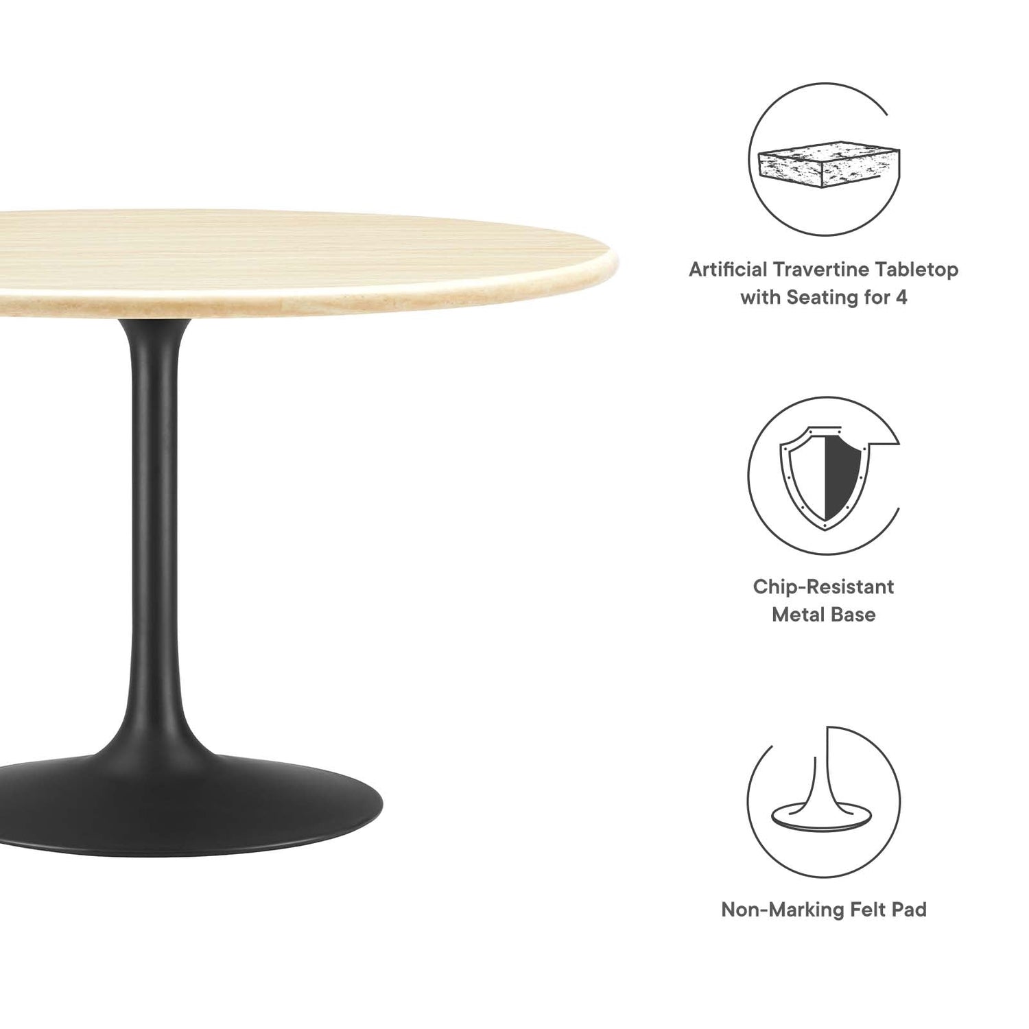 Lippa 48&quot; Round Artificial Travertine  Dining Table By HouseBean