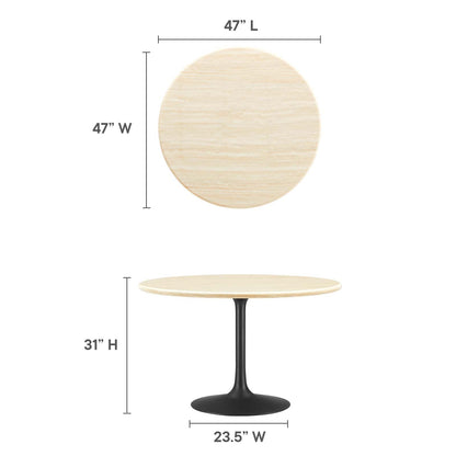 Lippa 48&quot; Round Artificial Travertine  Dining Table By HouseBean