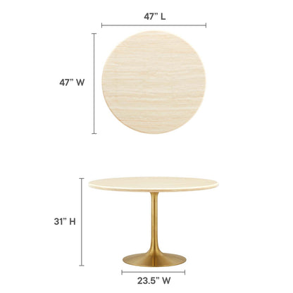 Lippa 48&quot; Round Artificial Travertine  Dining Table By HouseBean