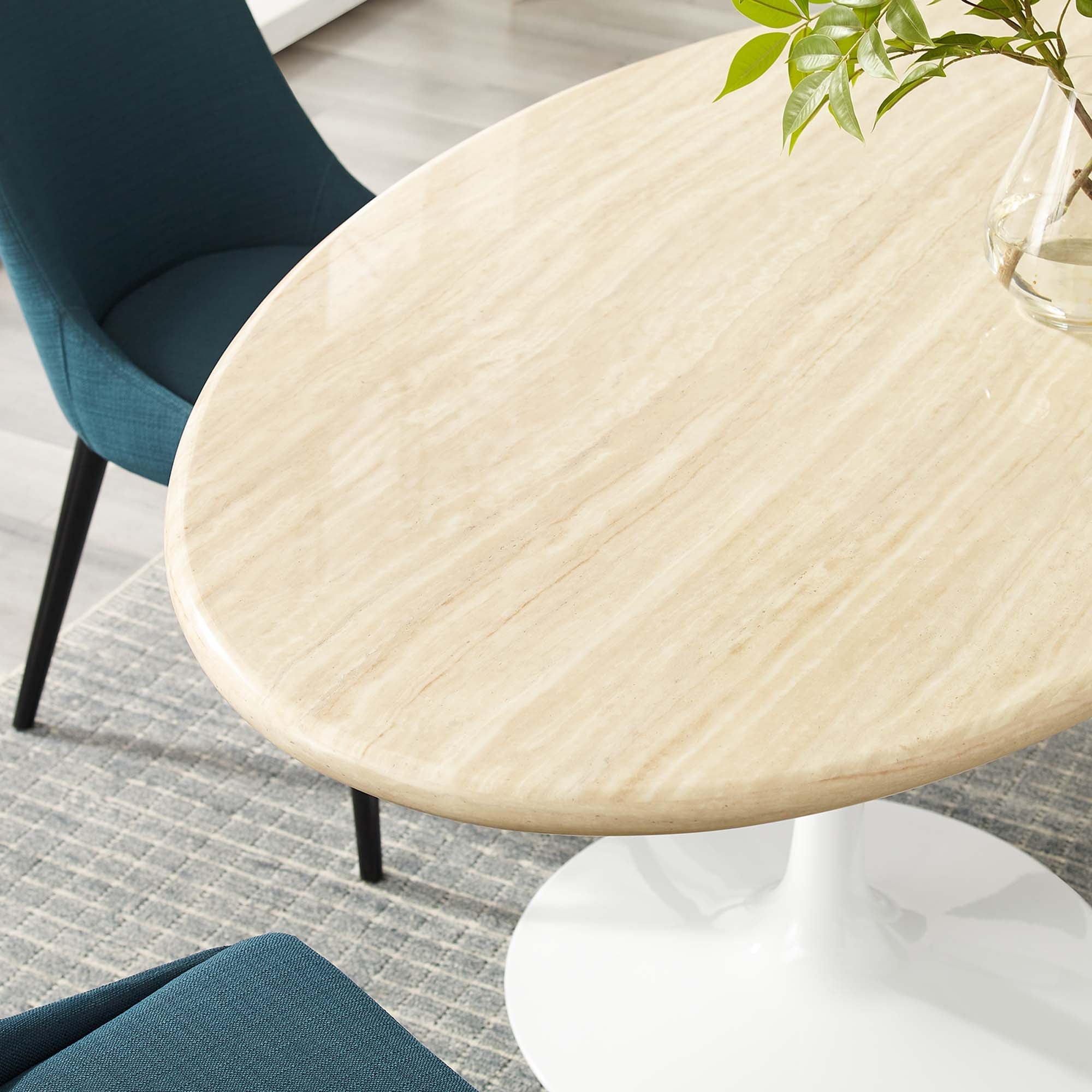 Lippa Oval Artificial Travertine Dining Table by Modway