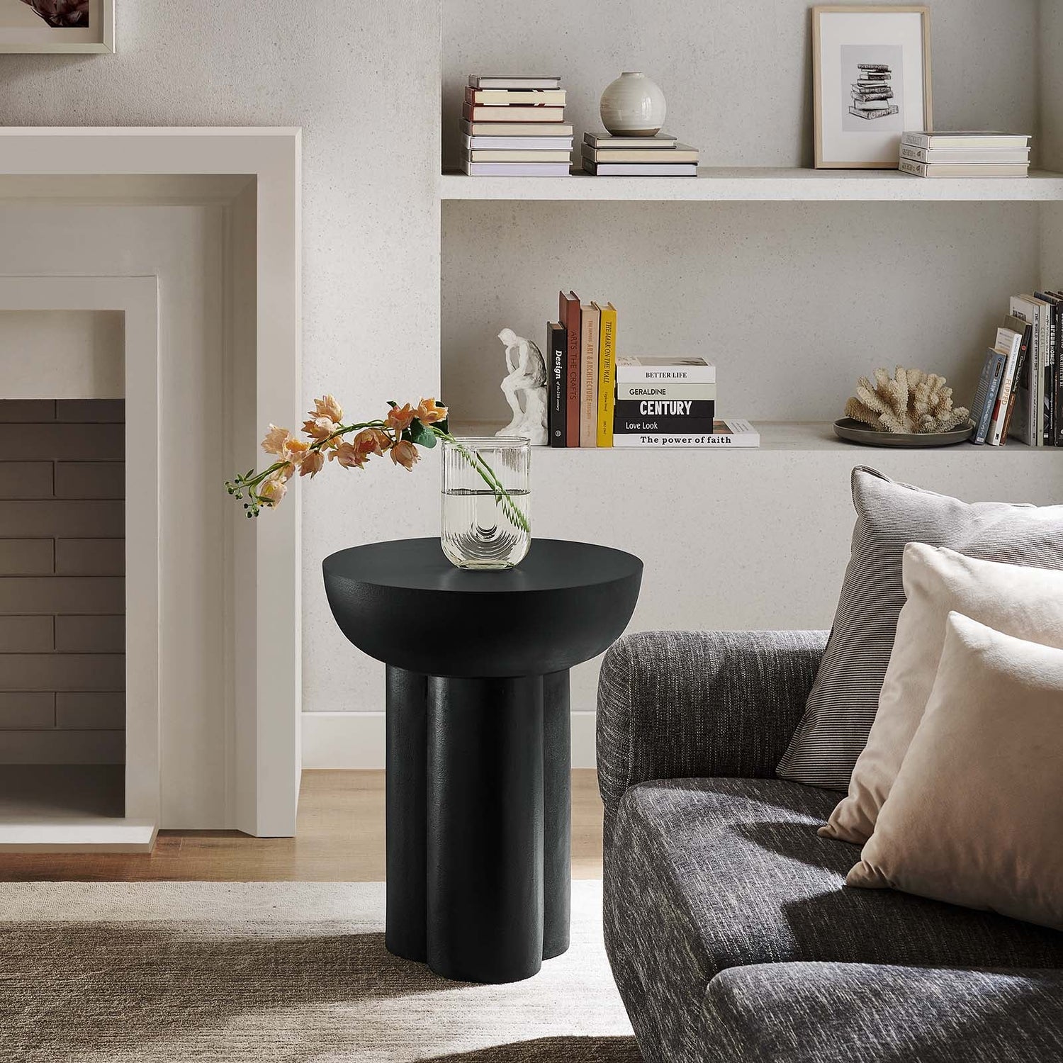 Caspian Round Concrete Side Table By HouseBean