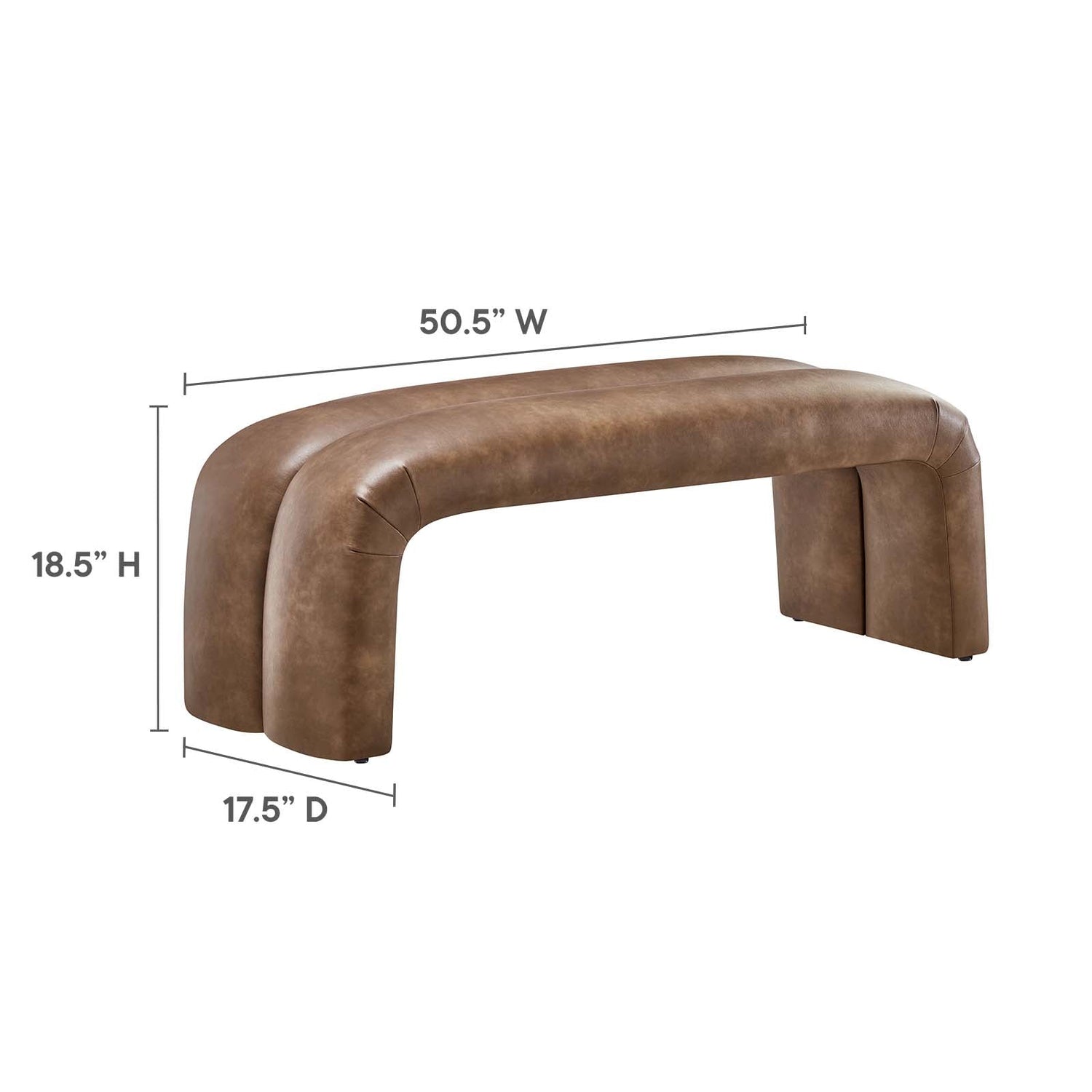 Dax 50.5&quot; Vegan Leather Upholstered Accent Bench By HouseBean