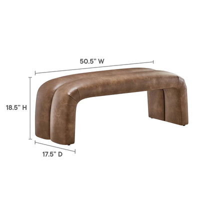 Dax 50.5&quot; Vegan Leather Upholstered Accent Bench By HouseBean