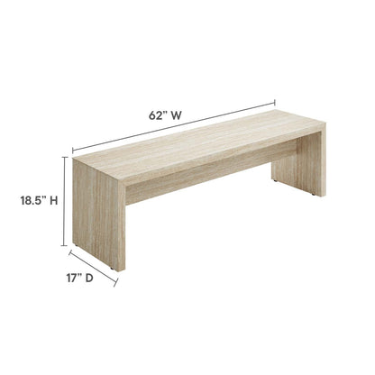 Mirella 62&quot; Faux Travertine Long Bench By HouseBean