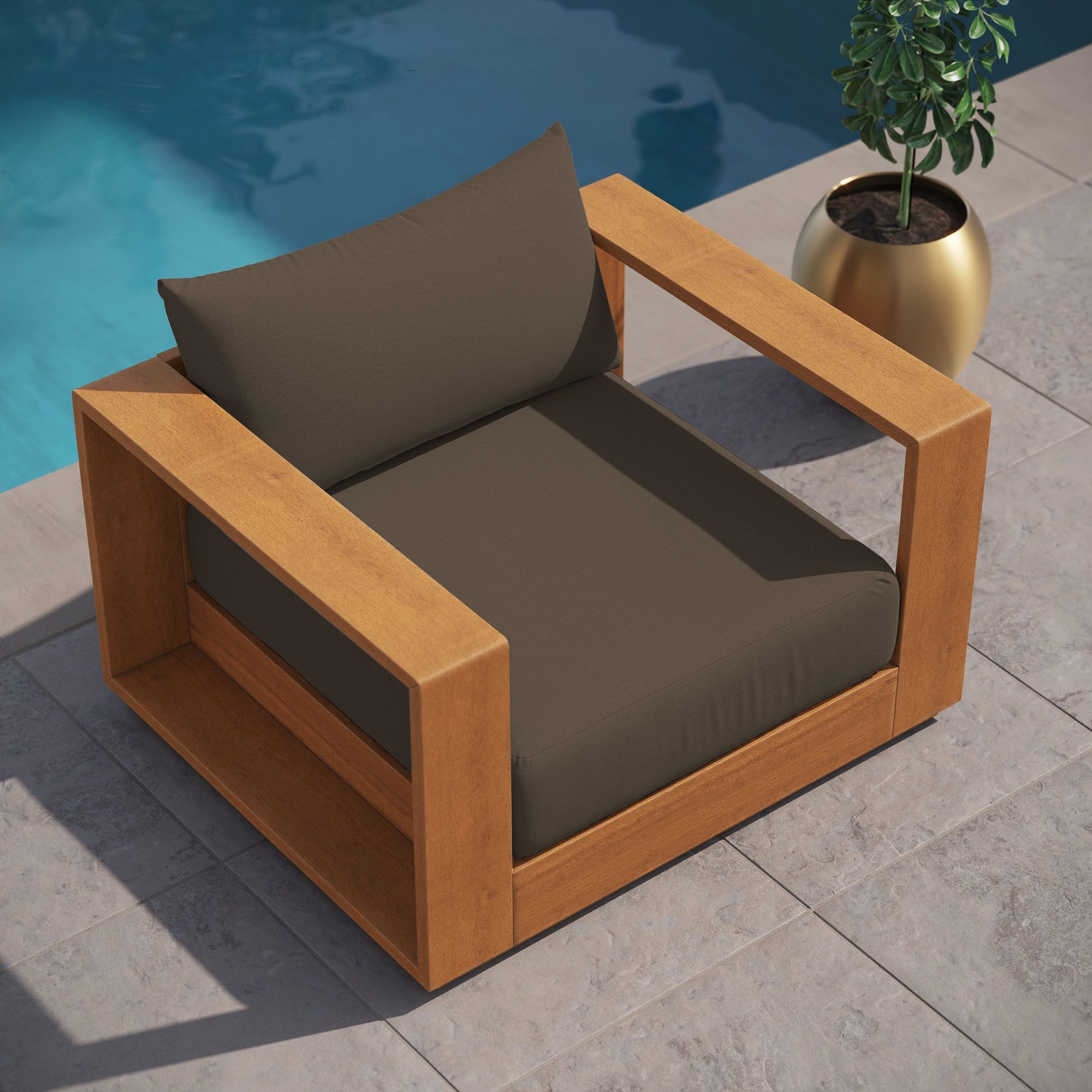 Tahoe Outdoor Patio Acacia Wood Chair by Modway