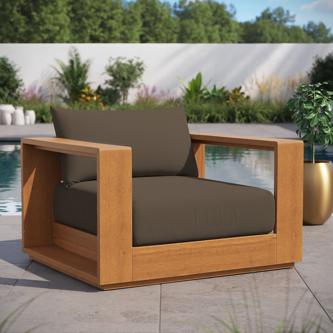 Tahoe Outdoor Patio Acacia Wood Chair by Modway