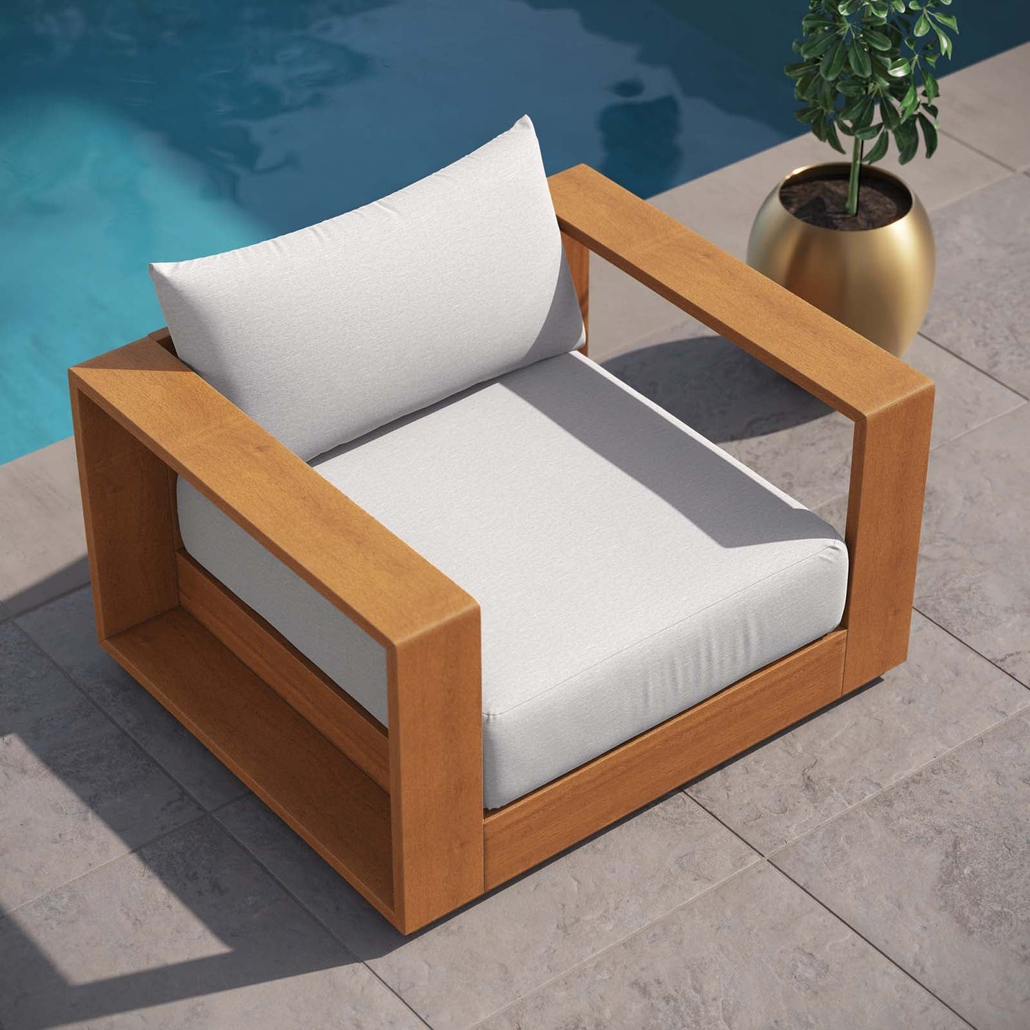 Tahoe Outdoor Patio Acacia Wood Chair By HouseBean