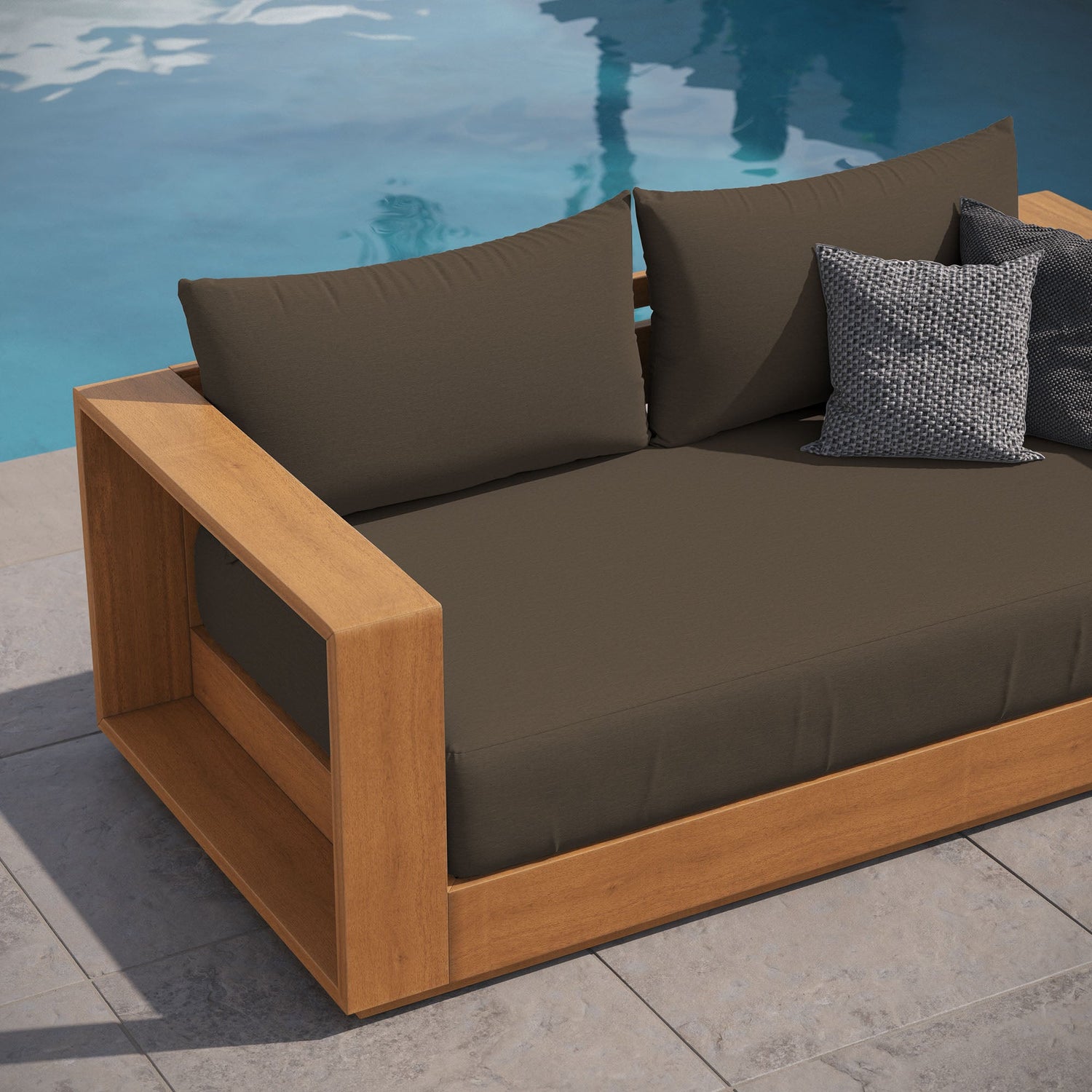 Tahoe Acacia Wood Outdoor Patio Acacia Wood Loveseat by Modway