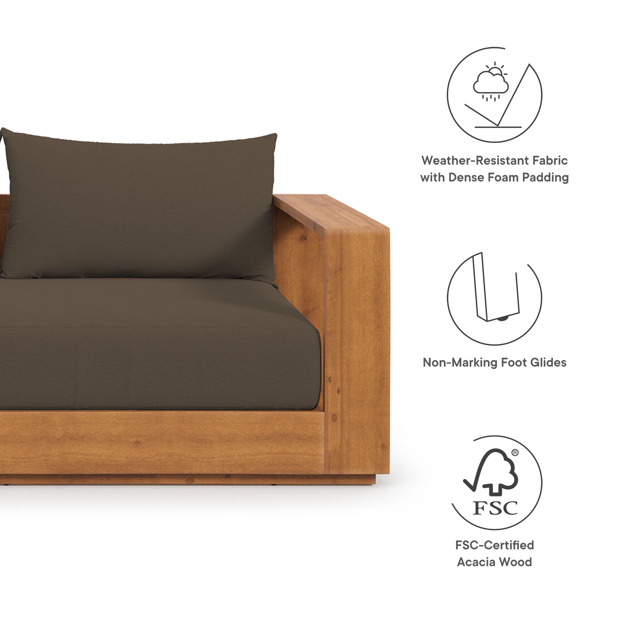 Tahoe Acacia Wood Outdoor Patio Acacia Wood Loveseat by Modway