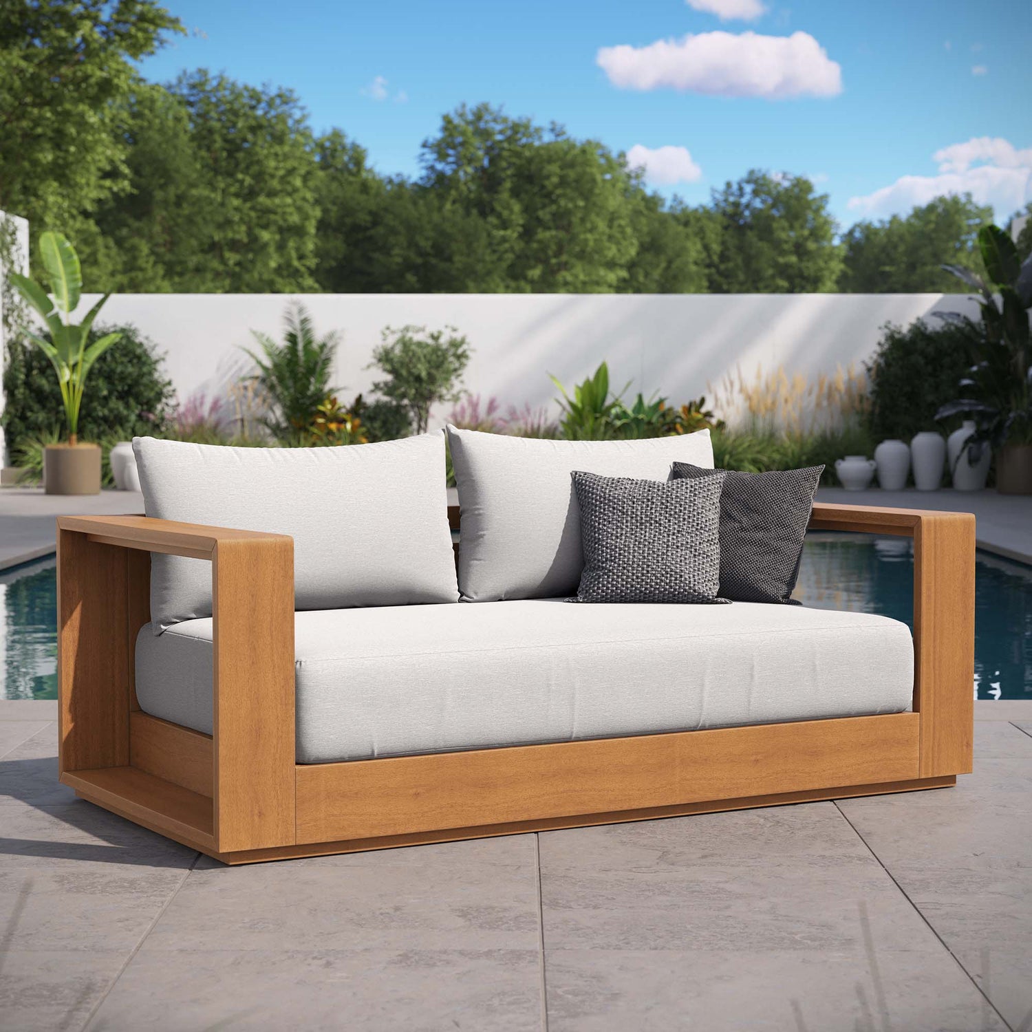 Tahoe Acacia Wood Outdoor Patio Acacia Wood Loveseat by Modway