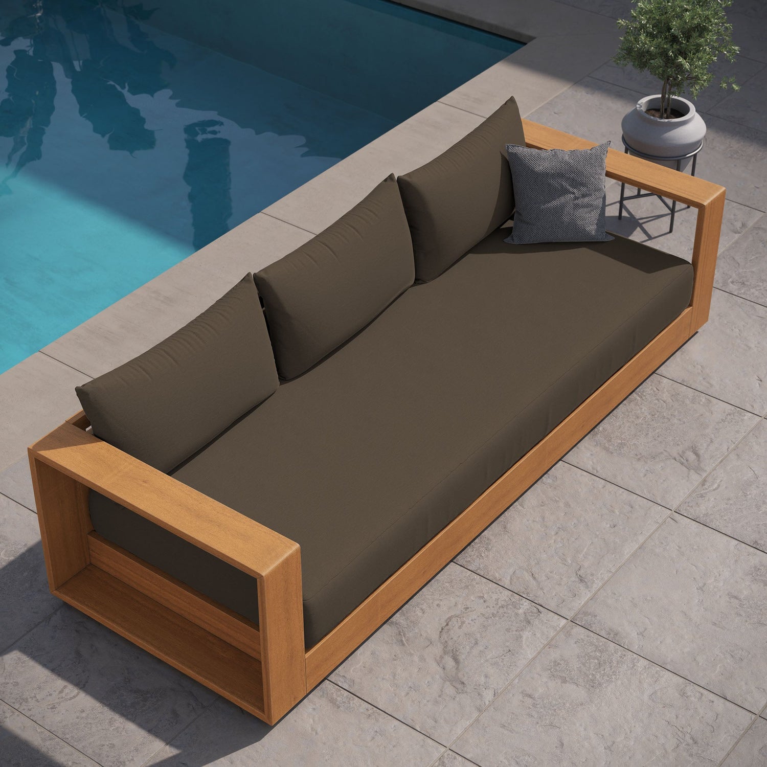 Tahoe Outdoor Patio Acacia Wood Sofa by Modway