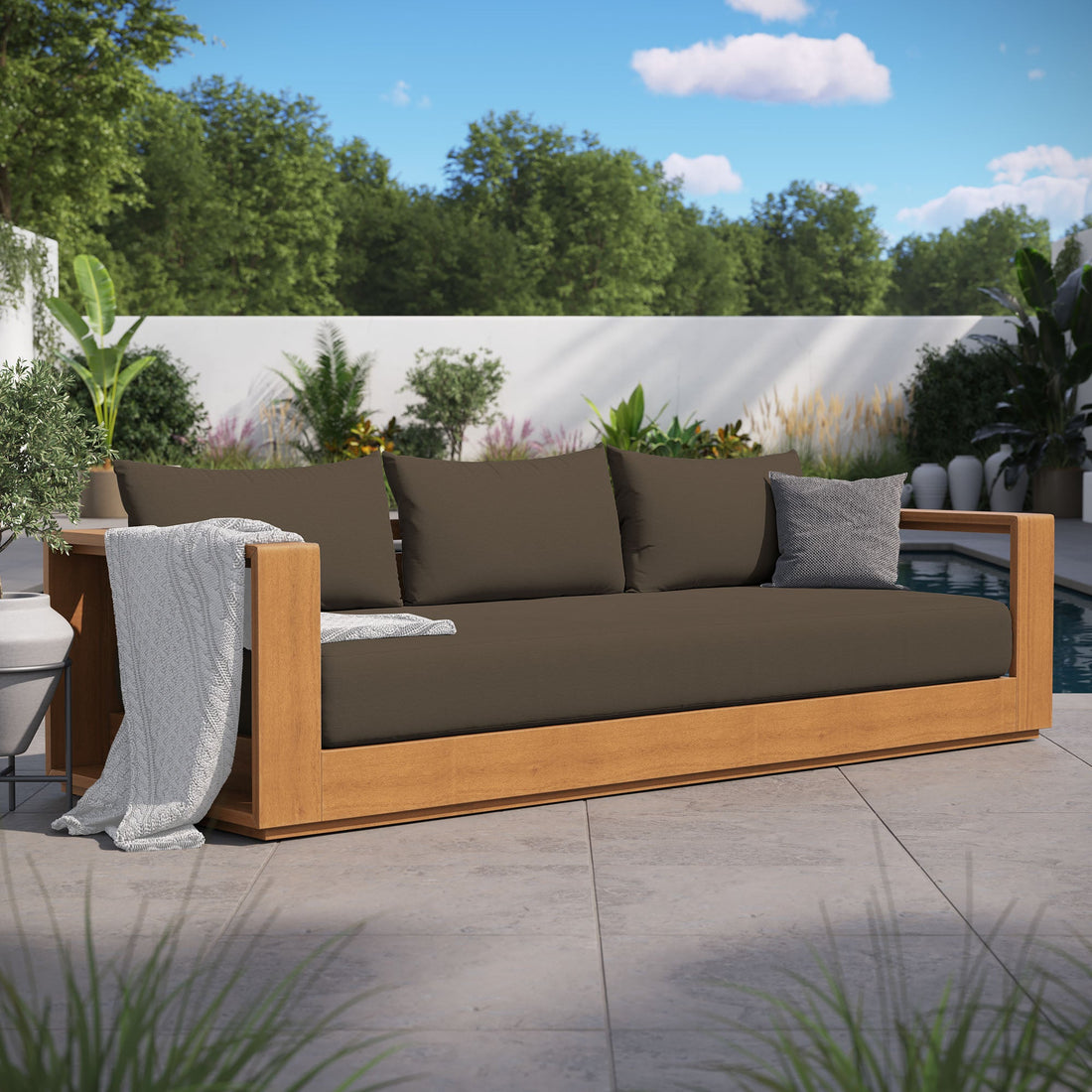 Tahoe Outdoor Patio Acacia Wood Sofa by Modway