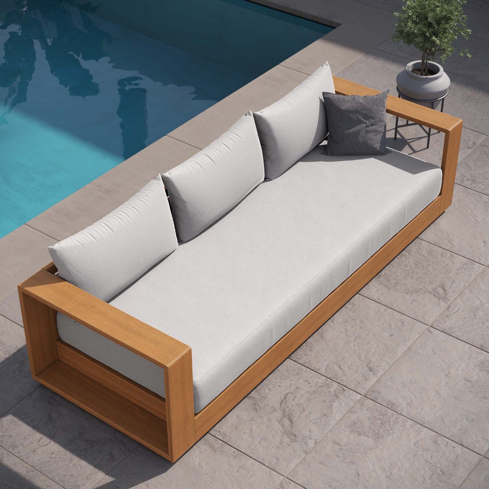 Tahoe Outdoor Patio Acacia Wood Sofa By HouseBean