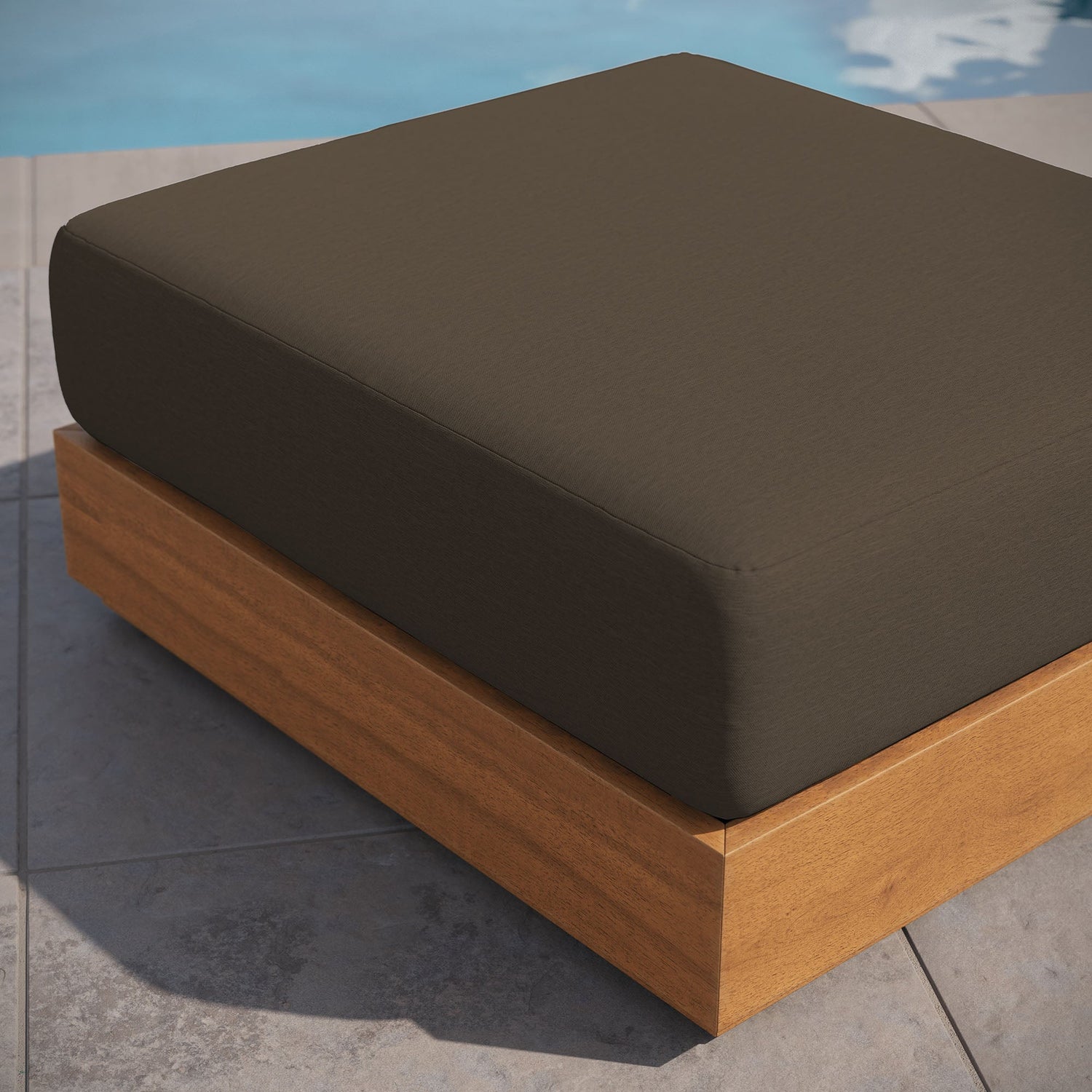 Tahoe Outdoor Patio Acacia Wood Ottoman by Modway